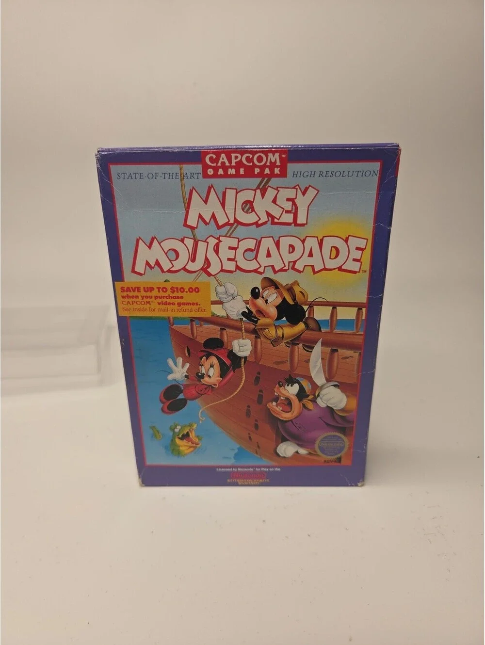 Nintendo NES Mickey Mousecapade Complete in Box Plastic Protector